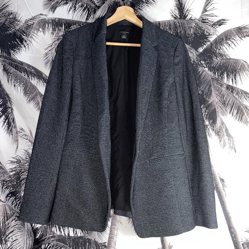 Ann Taylor Factory Women's Business Suit Cotton Thick Navy Blue Blazer Size 10